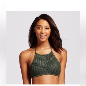 Green lace high neck halter bikini top from xhilaration